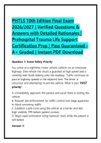 PHTLS 10th Edition Final Exam 2026&sol;2027 &vert; Verified Questions & Answers with Detailed Rationales &vert; Prehospital Trauma Life Support Certification Prep &vert; Pass Guaranteed &ndash; A&plus; Graded &vert; Instant PDF Download