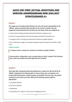 Aacn Cmc Prep &vert;Actual Questions And Verified Answers&vert;Brand New 2026-2027 Update&vert;Graded A&plus;