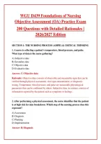 WGU D439 Foundations of Nursing Objective Assessment &lpar;OA&rpar; Practice Exam 2026&sol;2027&colon; 200 Questions with Detailed Rationales &ndash; Complete Nursing Fundamentals Study Guide