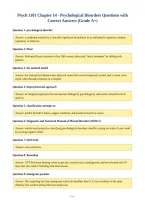 Psych 1101 Chapter 14 - Psychological Disorders Questions with&NewLine;Correct Answers &lpar;Grade A&plus;&rpar;