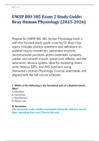 UWSP BIO 385 Exam 2 Study Guide&colon; &NewLine;Bray Human Physiology &lpar;2025-2026&rpar;