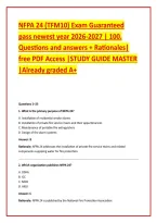 NFPA 24 &lpar;TFM10&rpar; Exam Guaranteed &NewLine;pass newest year 2026-2027 &vert; 100&period; &NewLine;Questions and answers &plus; Rationales&vert; &NewLine;free PDF Access &vert;STUDY GUIDE MASTER &NewLine;&vert;Already graded A&plus; 