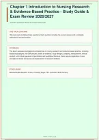 Introduction to Nursing Research & Evidence-Based Practice &vert; Study Guide & Exam Review &vert; Johns Hopkins University &vert; 150 Questions &vert; 2026&sol;2027&NewLine;