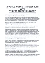 Juvenile Justice Test Questions&NewLine;With&NewLine;Verified Answers 2026&sol;2027