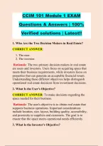 CCIM 101 Module 1 EXAM &NewLine;Questions & Answers &vert; 100&percnt; &NewLine;Verified solutions &vert; Latest&excl;&excl; 