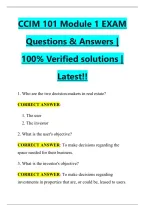 CCIM 101 Module 1 EXAM &NewLine;Questions & Answers &vert; &NewLine;100&percnt; Verified solutions &vert; &NewLine;Latest&excl;&excl; 