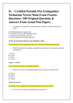 Fe &ndash; Certified Portable Fire Extinguisher Technician Newest Main Exam Practice Questions &vert; 100 Original Questions & Answers From Actual Past Papers