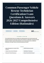 Common Passenger Vehicle Rescue Technician Certification Exam Questions & Answers 2026&sol;2027 Comprehensive Edition &lpar;Rationales&rpar;