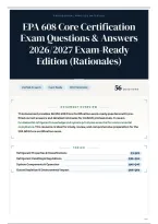 EPA 608 Core Certification Exam Questions & Answers 2026&sol;2027 Exam-Ready Edition &lpar;Rationales&rpar;