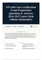 EPA 608 Core Certification Exam Preparation Questions & Answers 2026&sol;2027 Latest-Style Edition &lpar;Rationales&rpar;