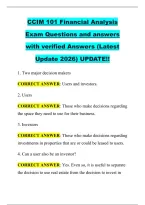 CCIM 101 Financial Analysis &NewLine;Exam Questions and answers &NewLine;with verified Answers &lpar;Latest &NewLine;Update 2026&rpar; UPDATE&excl;&excl;