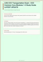 LOG CCC Transportation Exam &vert; CCC Common Core Modules 1-3 Study Guide &vert; LATEST UPDATE &vert; Texas A&M University &vert; 149 Questions &vert; 2026&sol;2027&NewLine;
