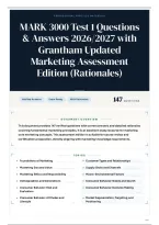 MARK 3000 Test 1 Questions & Answers 2026&sol;2027 with Grantham Updated Marketing Assessment Edition &lpar;Rationales&rpar;