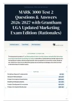 MARK 3000 Test 2 Questions & Answers 2026&sol;2027 with Grantham UGA Updated Marketing Exam Edition &lpar;Rationales&rpar;