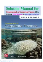 Solution Manual for Fundamentals of Corporate Finance 13th Edition 2024 Release by Randolph Westerfield isbn-9781265066833