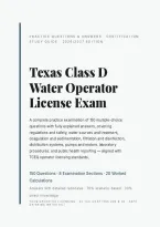 Texas Class D Water Operator Exam 2026&sol;2027 &vert; Practice Q&A Study Guide &vert; Pass Guaranteed&NewLine;&NewLine;