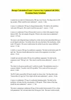 Dosage Calculation Exam 1 Answeredexplained updated fall 2026 Verified Latest Update