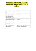 Progressive Care RN A- Exam Questions and Answers 100&percnt; Solved&NewLine;