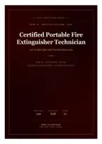 Certified Portable Fire Extinguisher Technician Exam Study Guide &vert; 100 Verified Q&A with Rationales &vert; NFPA 10 Exam Prep