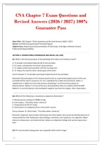 CNA Chapter 7 Exam Questions and&NewLine;Revised Answers &lpar;2026 &sol; 2027&rpar; 100&percnt;&NewLine;Guarantee Pass