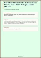 Fire Officer 1 Study Guide &vert; Multiple Choice Practice Test & Exam Package &vert; Latest Update &vert; National Fire Protection Association &vert; 150 Questions &vert; 2026&sol;2027&NewLine;