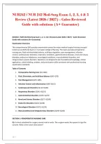 NUR242 &sol; NUR 242 Med-Surg Exam 1&comma; 2&comma; 3&comma; 4 & 5&NewLine;Review &lpar;Latest 2026 &sol; 2027&rpar; - Galen Reviewed&NewLine;Guide with solutions &lpar;A&plus; Guarantee&rpar;&NewLine;