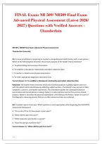 FINAL Exam&colon; NR 509&sol; NR509 Final Exam&NewLine;Advanced Physical Assessment &lpar;Latest 2026&sol;&NewLine;2027&rpar; Questions with Verified Answers -&NewLine;Chamberlain