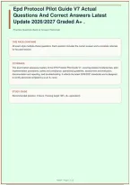 Epd Protocol Pilot Guide V7 Actual Questions And Correct Answers Latest Update Graded A&plus; &vert; University of California&comma; Berkeley &vert; 49 Questions &vert; 2026&sol;2027&NewLine;