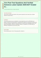 Crrn Post Test Questions And Verified Solutions Latest Update Graded A&plus; &vert; Shirley Ryan AbilityLab &vert; 100 Questions &vert; 2026&sol;2027&NewLine;