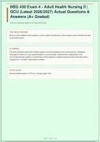 NSG 430 Exam 4 &vert; Adult Health Nursing II &vert; Grand Canyon University &vert; Latest &vert; Actual Questions & Answers &vert; A&plus; Graded &vert; 99 Questions &vert; 2026&sol;2027&NewLine;