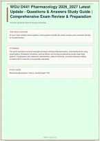 WGU D441 Pharmacology Latest Update Questions & Answers Study Guide &vert; Comprehensive Exam Review & Preparation &vert; 97 Questions &vert; 2026&sol;2027&NewLine;