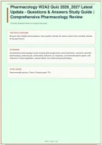 Pharmacology W2A2 Quiz Latest Update - Questions & Answers Study Guide &vert; Comprehensive Pharmacology Review &vert; Johns Hopkins University &vert; 98 Questions &vert; 2026&sol;2027&NewLine;