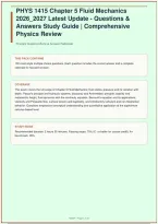 PHYS 1415 Chapter 5 Fluid Mechanics &vert; Latest Update &vert; Questions & Answers Study Guide &vert; Comprehensive Physics Review &vert; Massachusetts Institute of Technology &vert; 100 Questions &vert; 2026&sol;2027&NewLine;