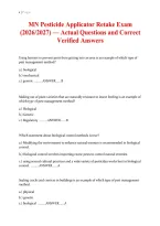 Minnesota Pesticide Applicator Retake Exam 2026&sol;2027 &vert; Practice Questions and Answers