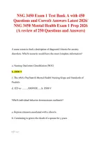 NSG 3450 Mental Health Exam 1 Study Guide 2026 &vert; Test Bank A Review &vert; Practice Questions&comma; Answers & Detailed Rationales