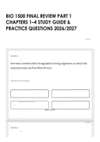 Bio 1500 Final Review Part 1 Chapters 1&ndash;4 Study Guide & Practice Questions 2026&sol;2027