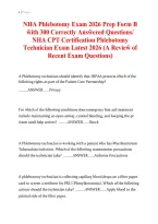 NHA Phlebotomy Exam 2026 Form B&colon; CPT Practice Questions and Answers