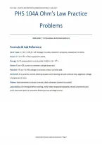 PHS 104A Ohm's Law Practice Problems&colon; 110 Questions & Worked Solutions &lpar;PDF&rpar; &vert; 2026&ndash;2027