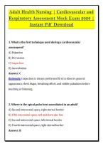 Adult Health Nursing &vert; Cardiovascular and &NewLine;Respiratory Assessment Mock Exam 2026 &vert; &NewLine;Instant Pdf Download