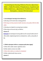 Gerontological Nursing Midterm Practice Questions &NewLine;2026 &mdash; Falls Prevention&comma; Polypharmacy&comma; Cognition and &NewLine;Older Adult Care &vert; Questions & Verified Answers Plus &NewLine;Rationales &vert; Instant Pdf Download 