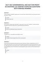 Acct 4421 Governmental And Not-For-Profit&NewLine;Accounting Lsu Chapter 4 Expected Questions&NewLine;With Verified Answers