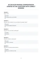Accuplacer Reading Comprehension&NewLine;Updated Actual Questions With Correct&NewLine;Answers