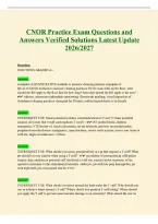 CNOR Exam Questions and Answers Verified Solutions Latest Update 2026&sol;2027
