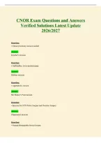 CNOR Exam Questions and Answers Verified Solutions Latest Update 2026&sol;2027