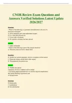 CNOR Exam Questions and Answers Verified Solutions Latest Update 2026&sol;2027
