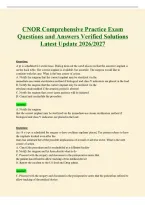 CNOR Exam Questions and Answers Verified Solutions Latest Update 2026&sol;2027
