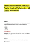 Virginia Class A Contractor Exam &lpar;Pdf&rpar; &vert; &NewLine;Practice Questions Plus Rationales &vert; 400 &NewLine;Qs And Corrrrecctt Ansswer