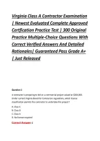 Virginia Class A Contractor Examination &NewLine;&vert; Newest Evaluated Complete Approved &NewLine;Certfication Practice Test &vert; 300 Original &NewLine;Practice Multiple-Choice Questions With &NewLine;Correct Verified Answers And Detailed &NewLine;Rationales&vert; Guaranteed Pass Grade A&plus; &NewLine;&vert; Just Re