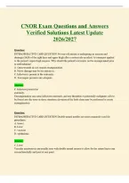 CNOR Exam Questions and Answers Verified Solutions Latest Update 2026&sol;2027