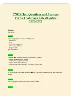 CNOR Exam Questions and Answers Verified Solutions Latest Update 2026&sol;2027